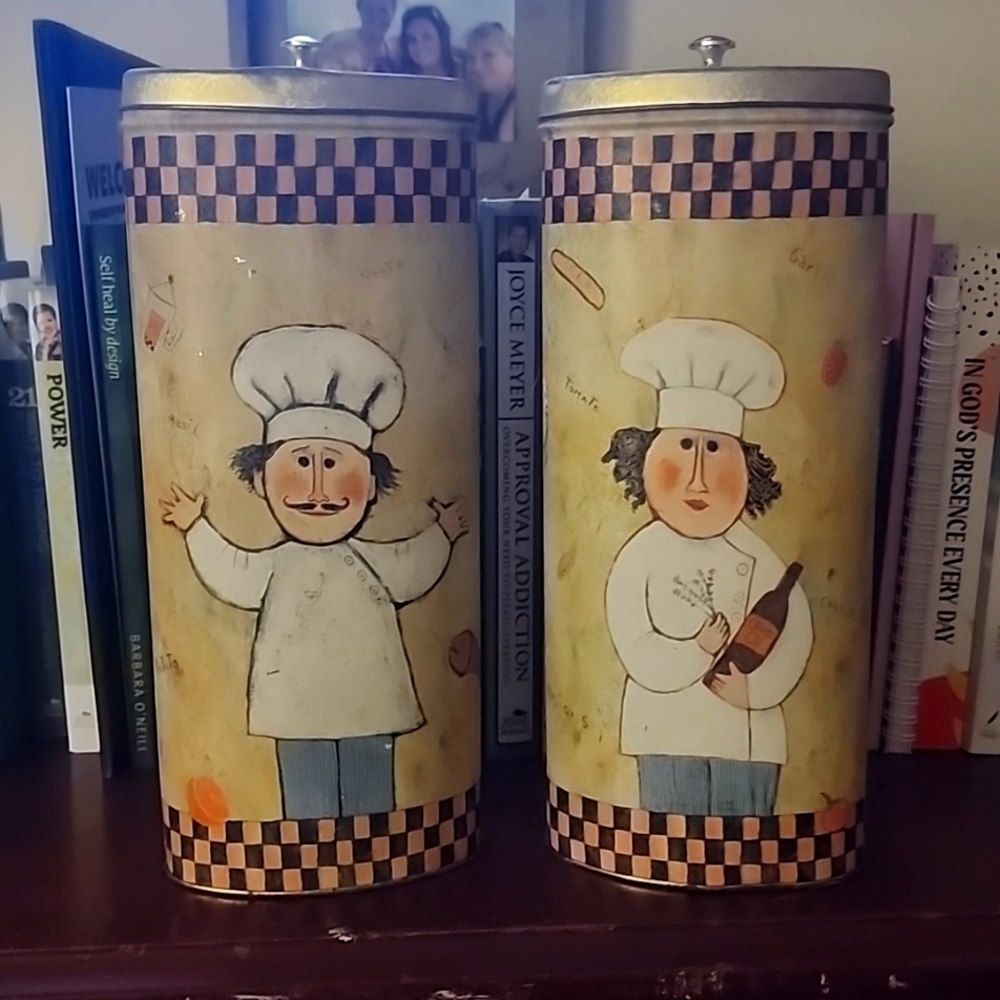 Vintage Barbara Olsen Chef Tins Cannister Set